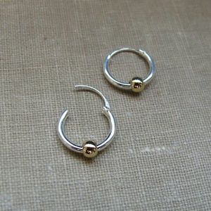 8mm Sterling Silver Hoops w/ 14k Gold Filled Bead